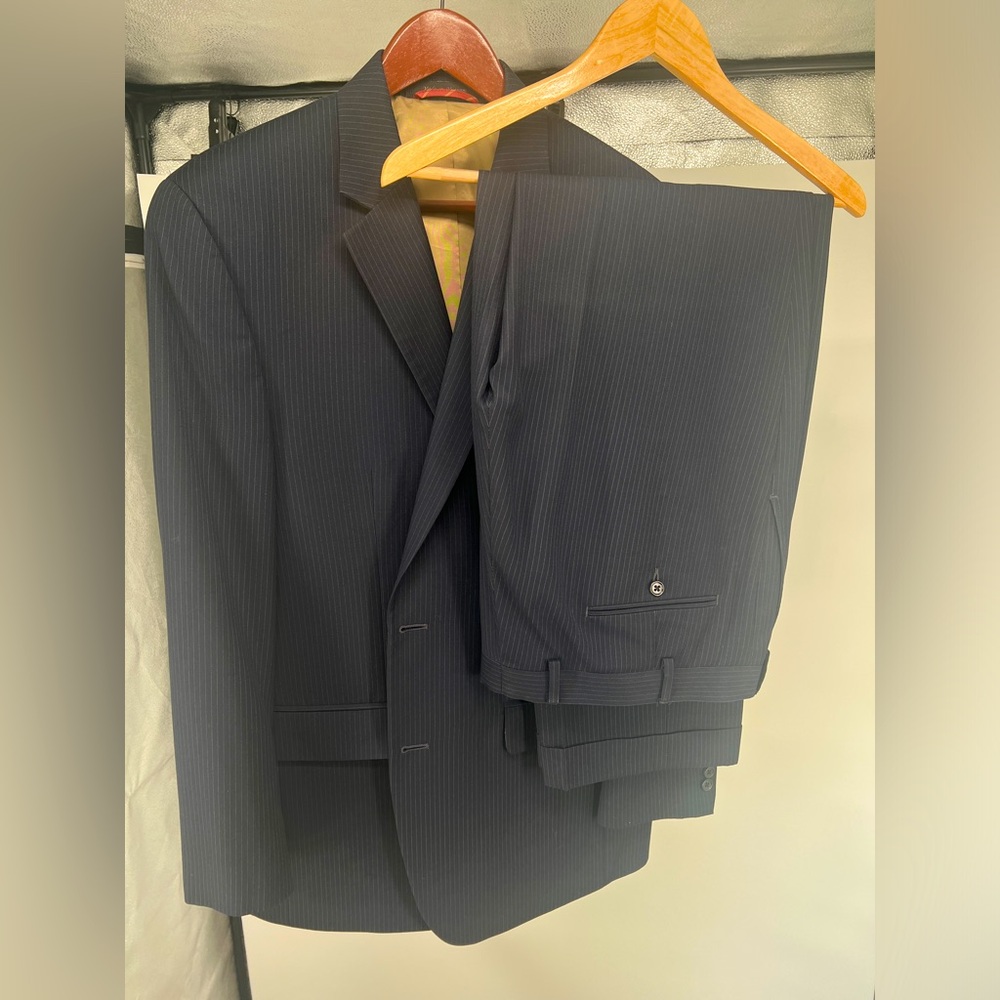Men’s 42 Long two-piece blue striped suit. IZOD suit